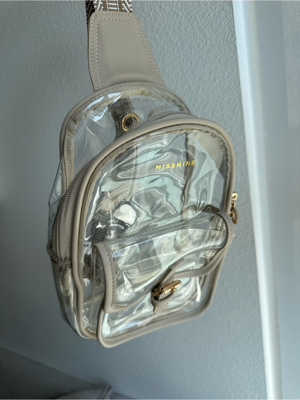 Missnine Clear Beige Mini Backpack for Stadiums